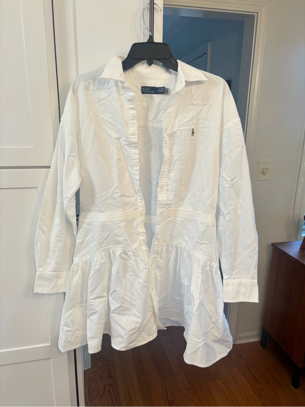 Polo Ralph Lauren Cotton Oxford Paneled Shirtdress in white - Picture 4 of 9